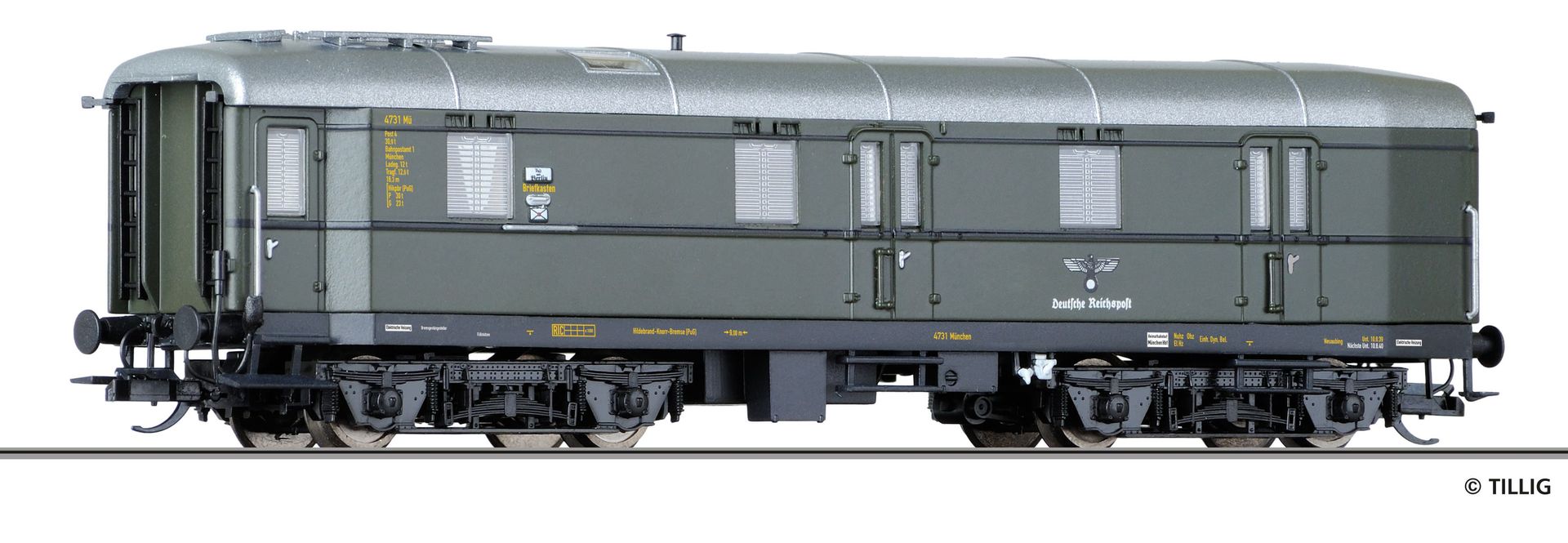 Tillig 13897 - Bahnpostwagen Deutsche Reichspost Ep.II Post4-b/15 TT 1:120