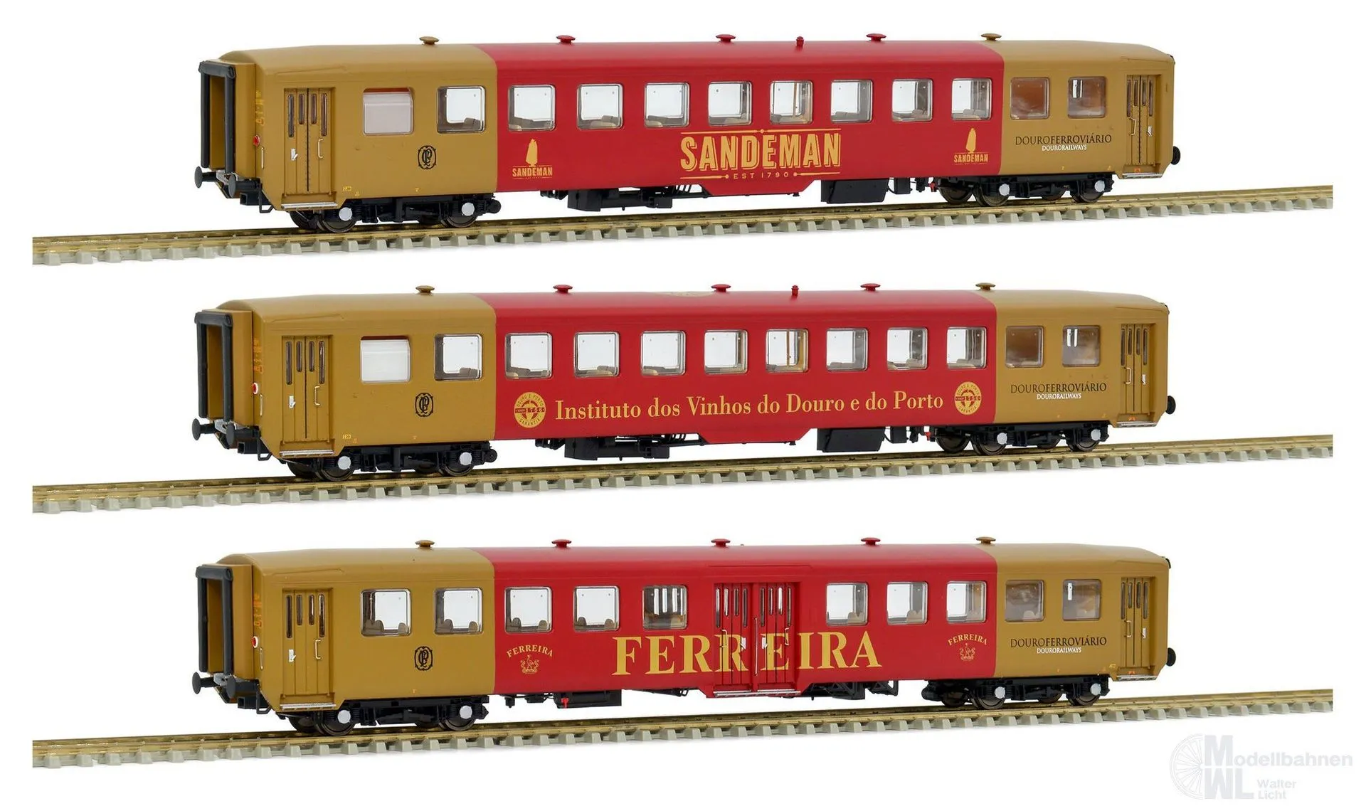 Sudexpress S1107 - Personenwagen Set CP Ep.V 3.tlg. Portwein Touristikzug Set 2 H0/GL