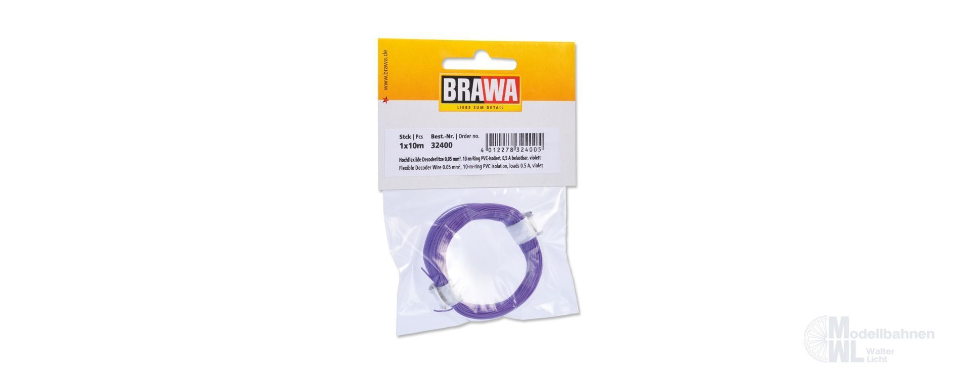 Brawa 32400 - Decoderlitze 0.05qmm violett 10 Meter