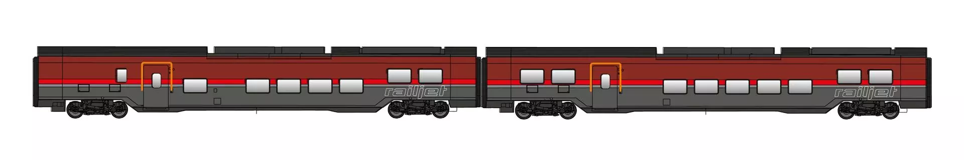 Jägerndorfer Modellbahn 72200 - Railjet Wagen Set ÖBB Ep.VI DANI 2.tlg. H0/GL