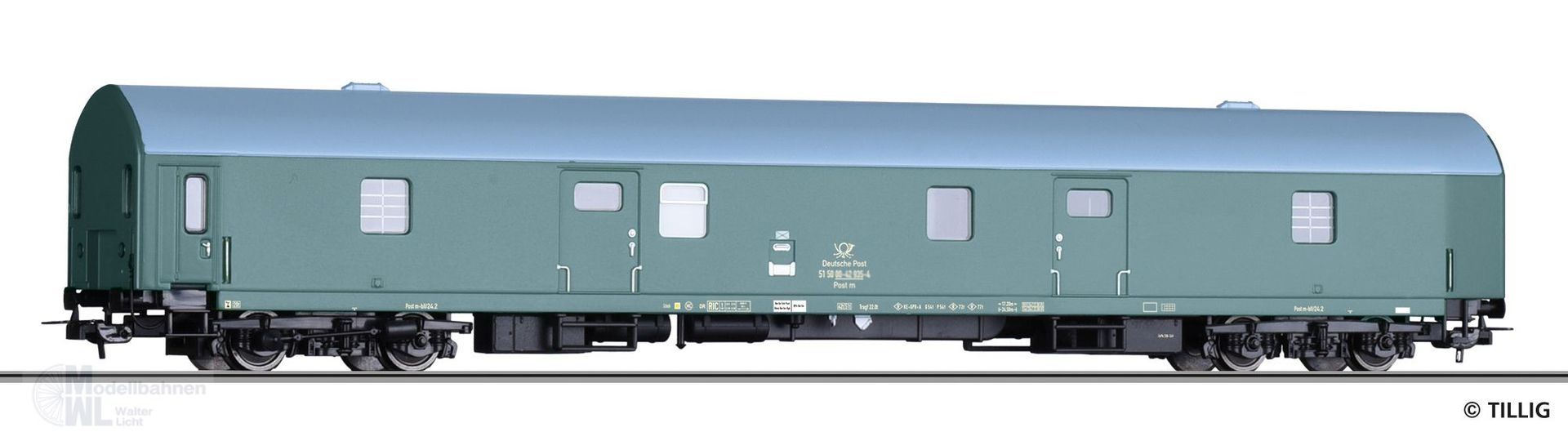 Tillig 75010 - Bahnpostwagen Post m-bll/24,2 Deutsche Post Ep.IV H0/GL