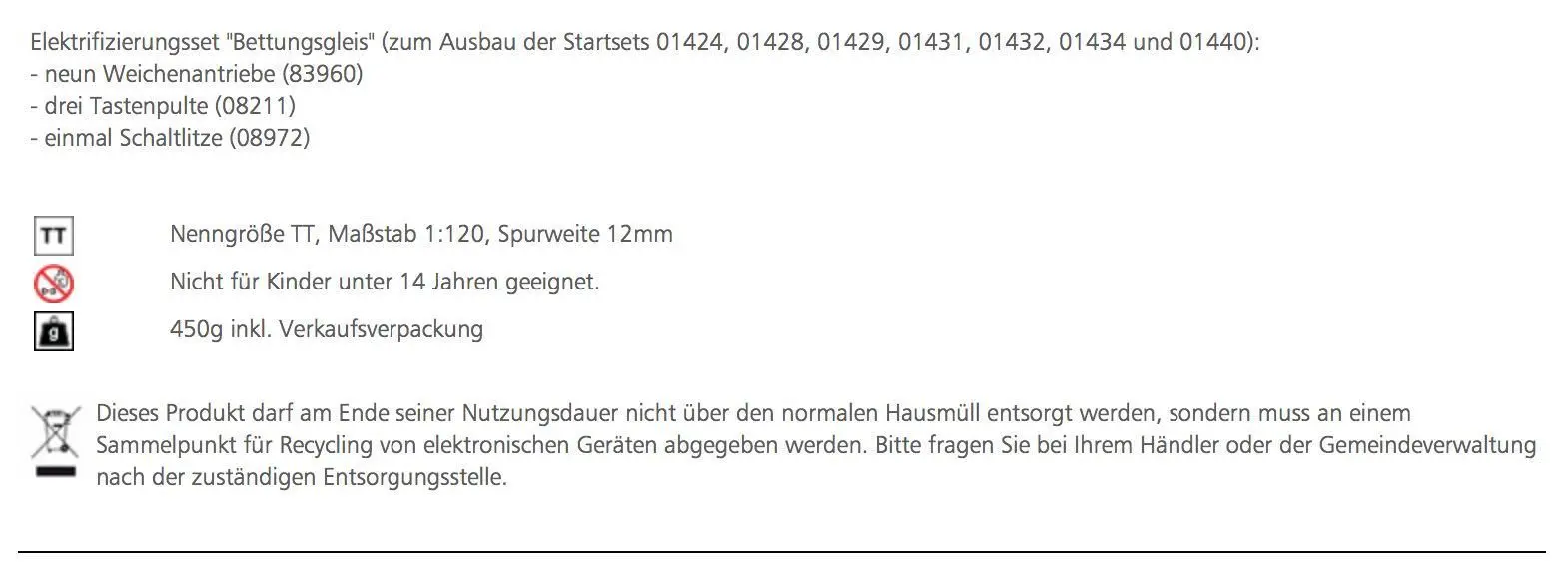 Tillig 01837 - Gleiserweiterung Elektrifizierung TT 1:120