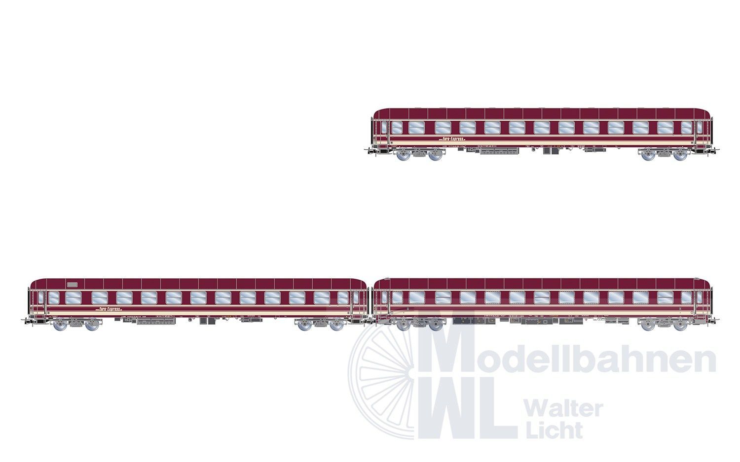 Rivarossi 4417 - Personenwagen Set EuroExpress Ep.V/VI 3.tlg. H0/GL