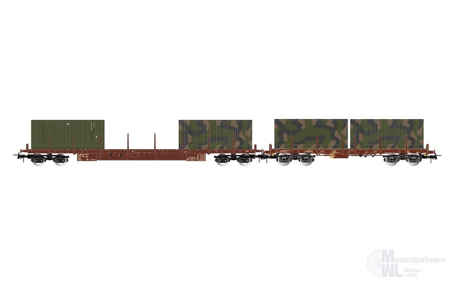 Rivarossi 6716 - Containerwagen Set FS Ep.IV/V 2.tlg. Mit Militärcontainern H0/GL