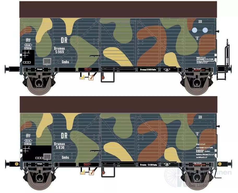 Exact Train 23605 - Guterwagen Set DRG Ep.II Camouftage 2.tlg. H0/GL