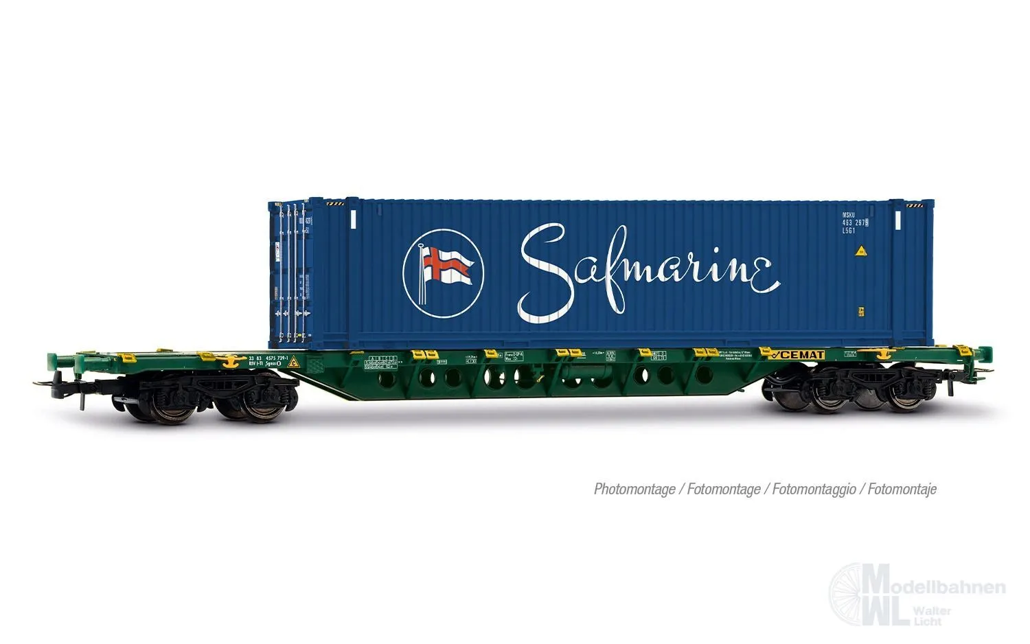 Jouef 6329 - Containertragwagen CEMAT Ep.VI Container Safmarine H0/GL