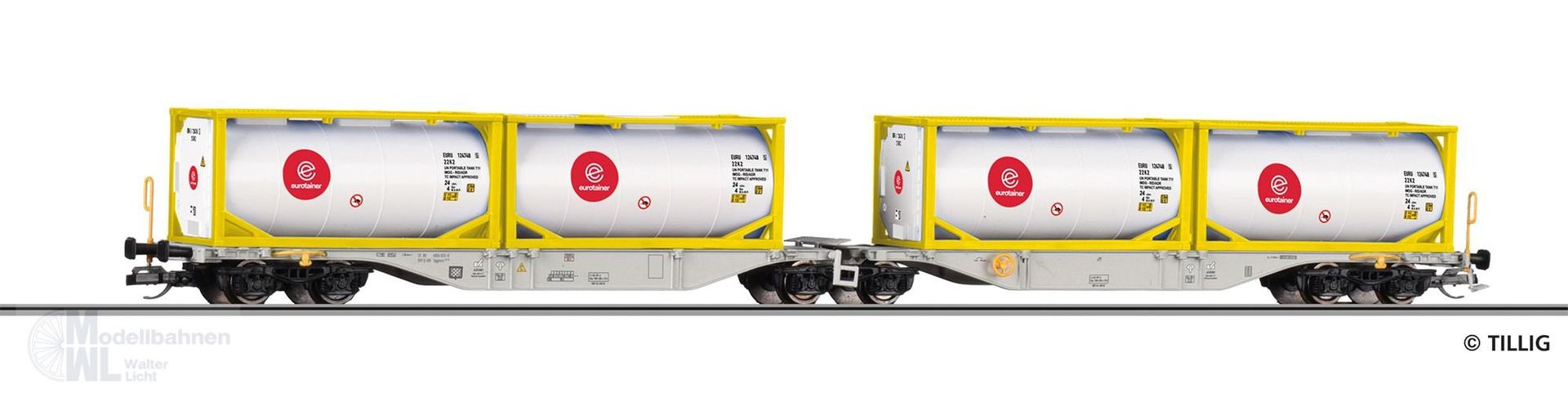 Tillig 18074 - Containertragwagen Einhiet DB Ep.VI Sggmrss 747 TT 1:120