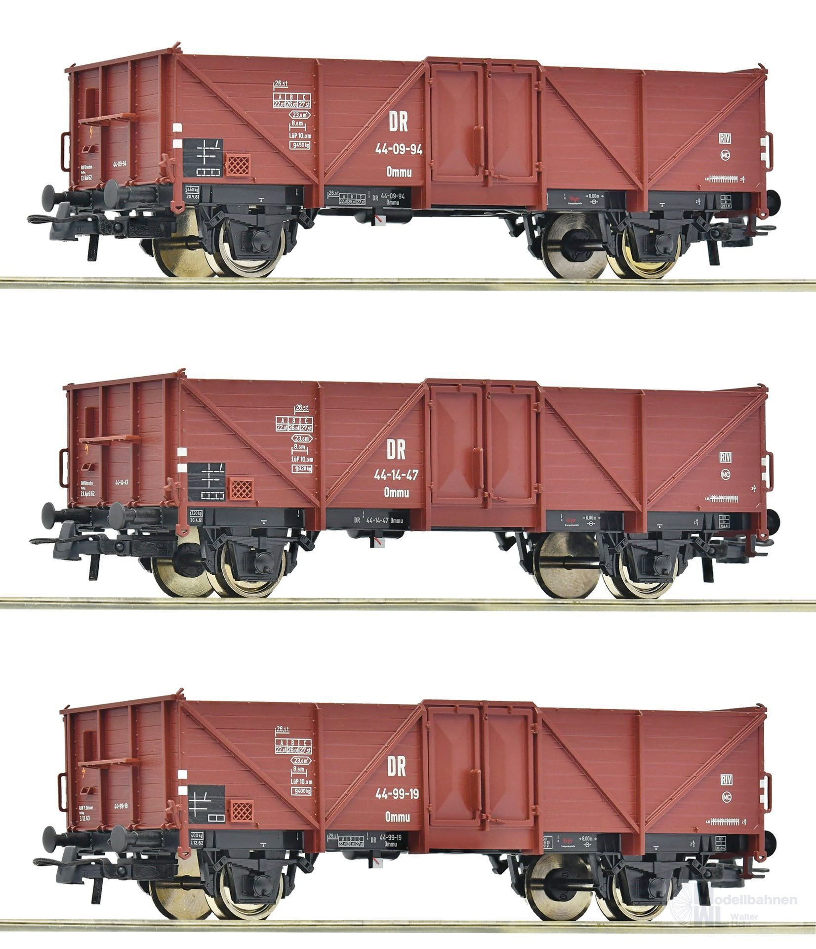 Roco 6600115 - Güterwagen Set DR Ep.III 3.tlg. H0/GL Roco 6600115 - Güterwagen Set DR Ep.III 3.tlg. H0/GL