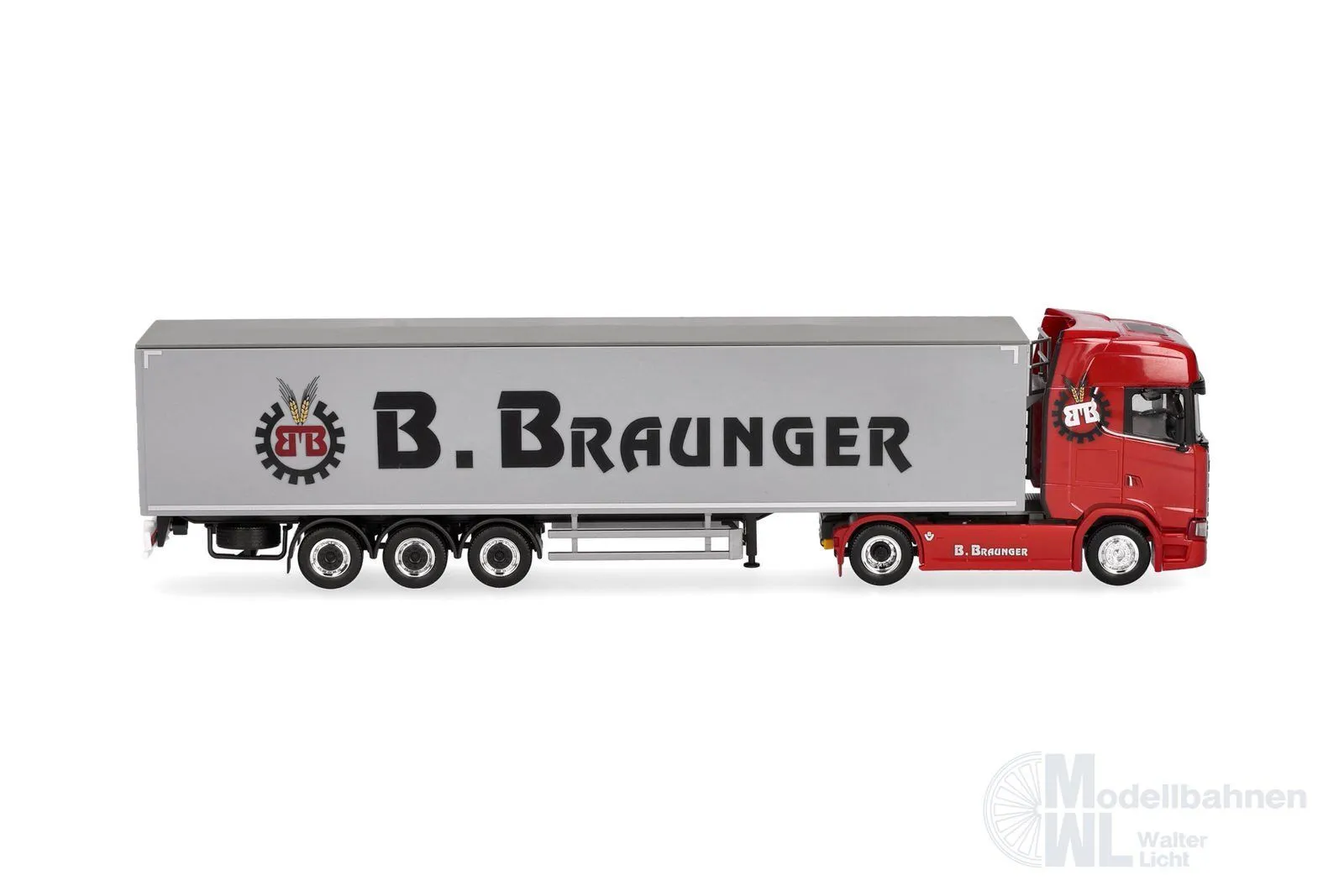 Herpa 321136 - Scania CS 20 Hochdach Schubboden-Sattelzug Braunger H0 1:87
