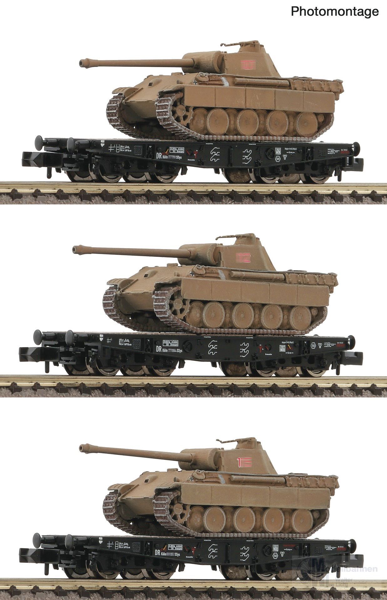 Fleischmann 845606 - Schwerlastwagen Set DRg Ep.II 3.tlg. Beladen mit Panther N 1:160