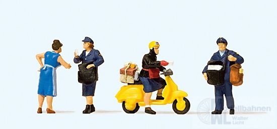 Preiser 10610 - Deutsche Bundespost mit Motorroller H0 1:87 Preiser 10610 - Deutsche Bundespost mit Motorroller H0 1:87