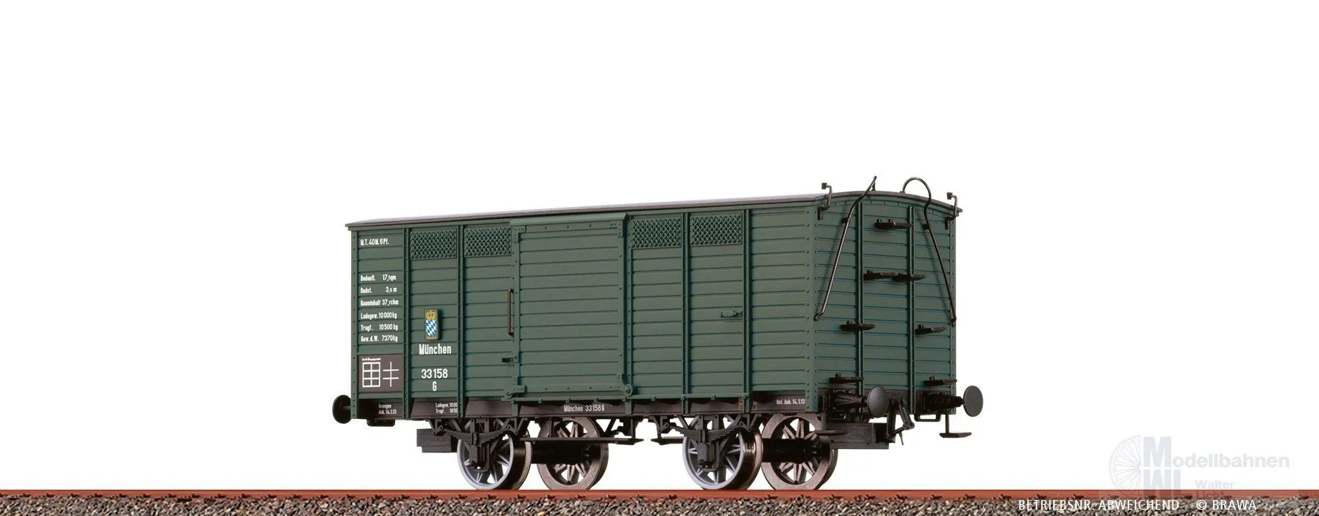 Brawa 48045 - Güterwagen ged. K.Bay.Sts.B. Ep.I Regensburg 32 112 H0/GL