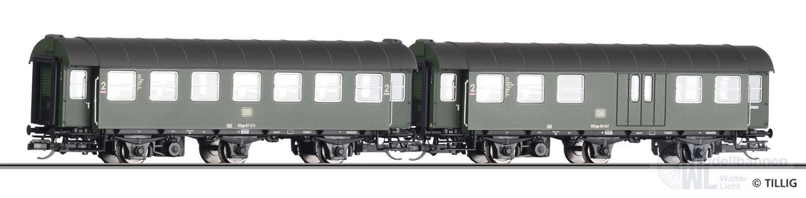 Tillig 01051 - Reisezugwagen-Paar DB Ep.IV 2.Kl./2.Kl.-Gepäck TT 1:120