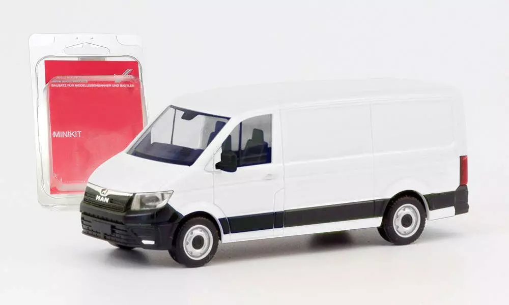 Herpa 13857 - Minikit MAN TGE Kasten Flachdach weiß 1:87