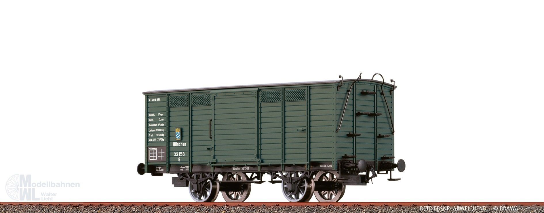 Brawa 48045 - Güterwagen ged. K.Bay.Sts.B. Ep.I Regensburg 32 112 H0/GL