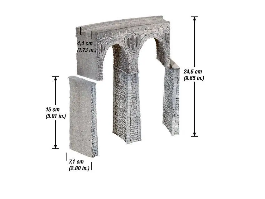 Noch 58664 - Bruchstein-Viadukt, gebogen Radius R1 (360 mm, 30°) H0 1:87