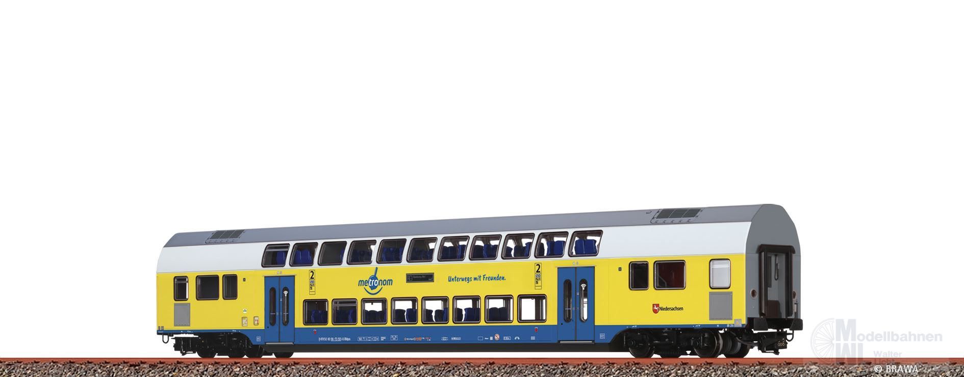 Brawa 44575 - Doppelstock Mittelwagen Metronom Ep.VI 2.Kl. H0/GL Digital