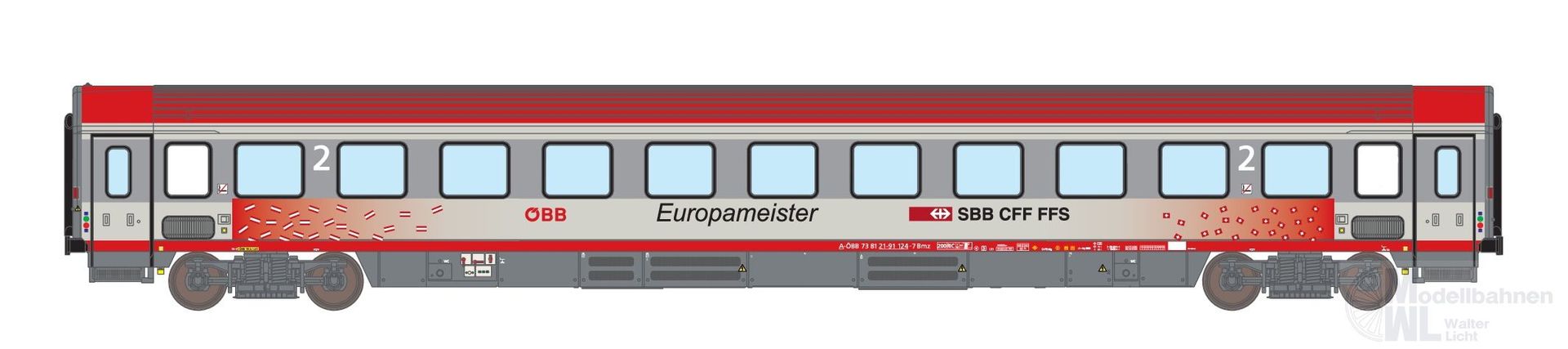 ASM 25950 - Personenwagen ÖBB Ep.VI Bmz 2.Kl. Europameister 2008 N 1:160