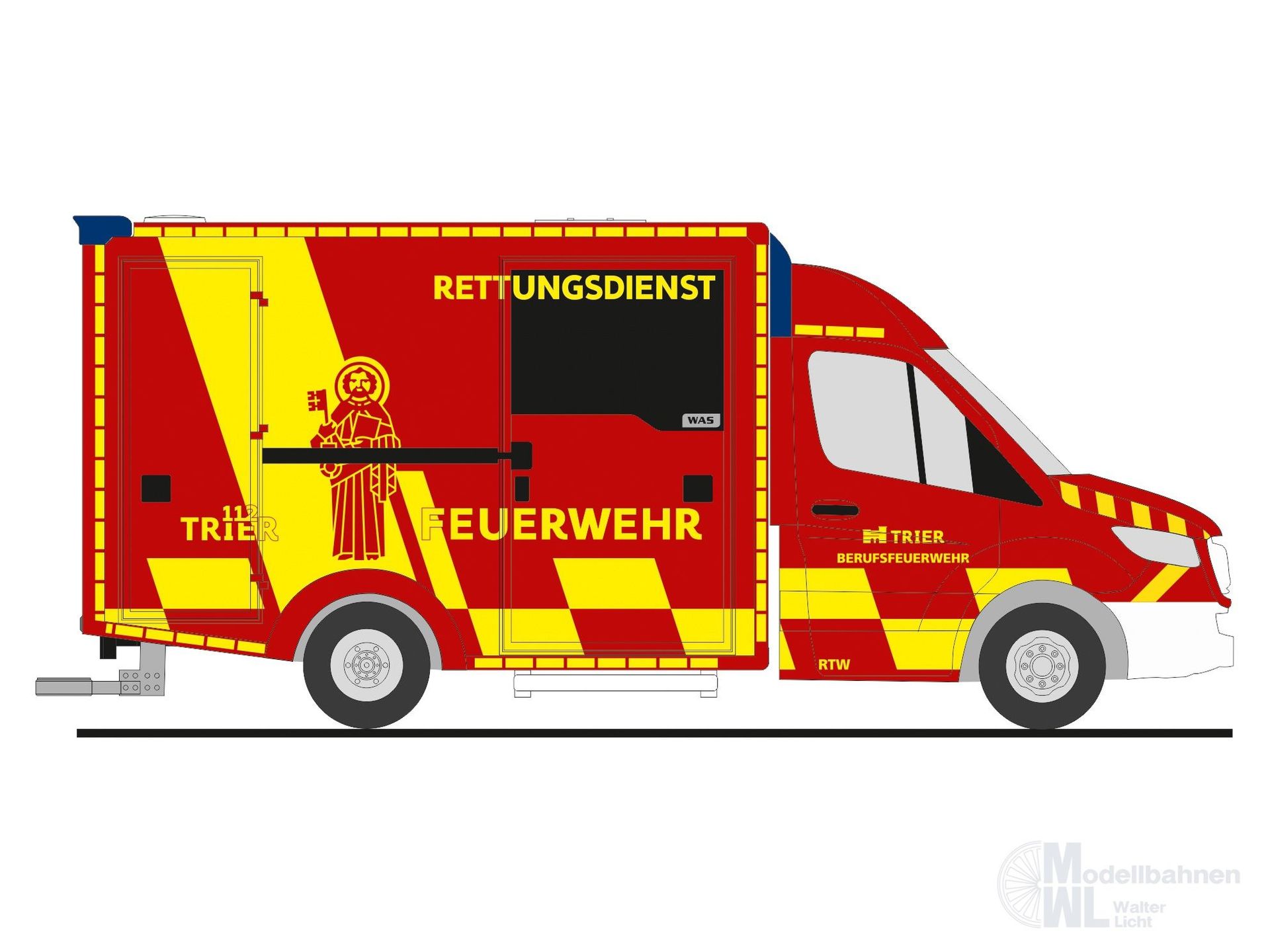 Rietze 76106 - Mercedes-Benz WAS Design-RTW ´18 Rettungsdienst BF Trier H0 1:87