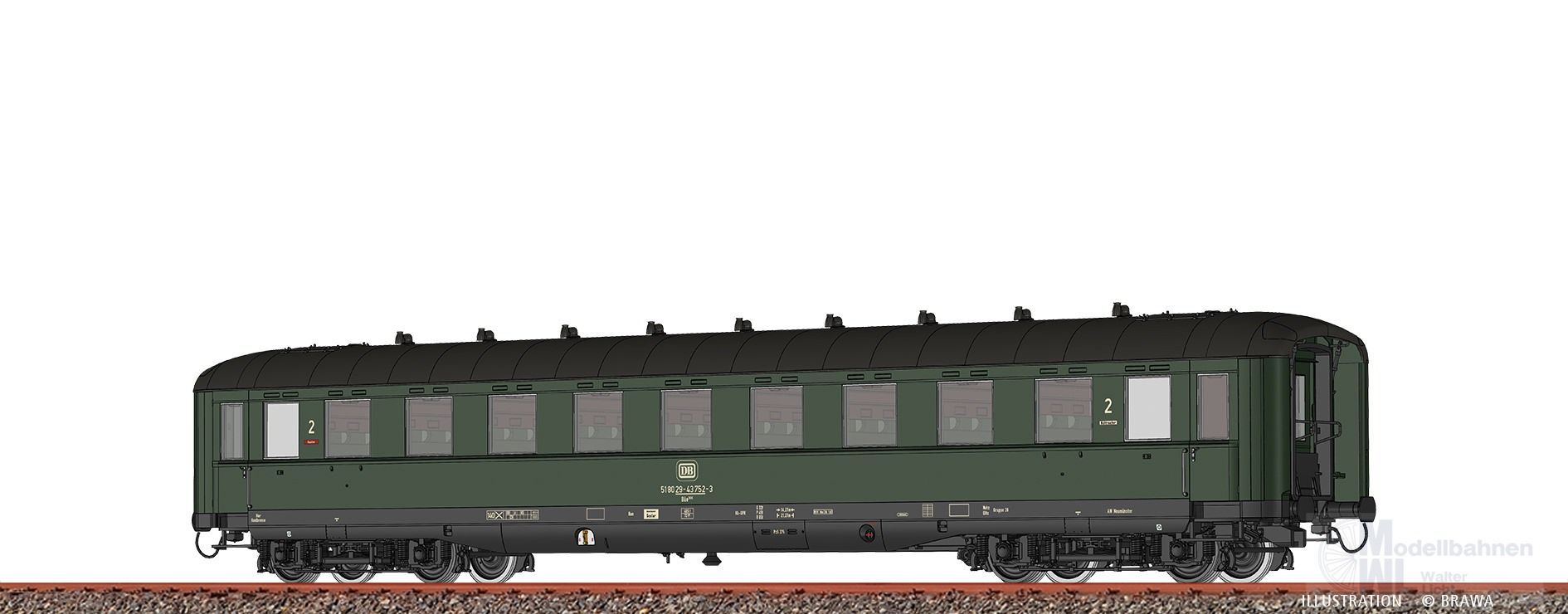 Brawa 51084 - Schürzenwagen DB Ep.IV Büe366 51 80 29-43 752-3 H0/GL BASIC