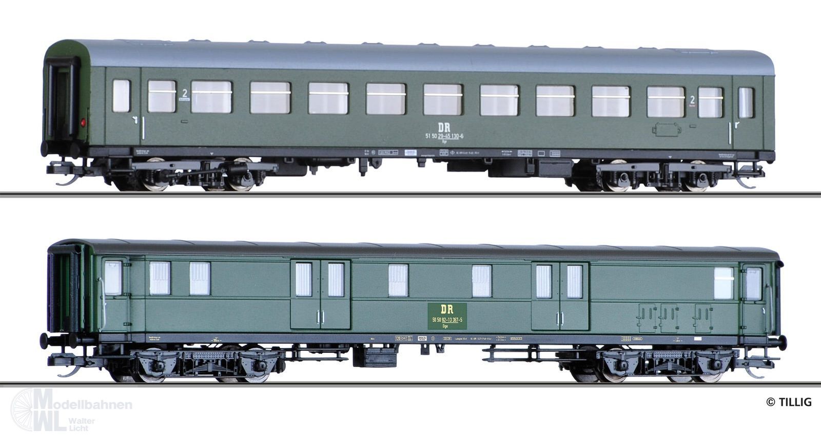Tillig 502904 - Schnellzugwagen Set DR Ep.IV 2.tlg. Teil 2 TT 1:120