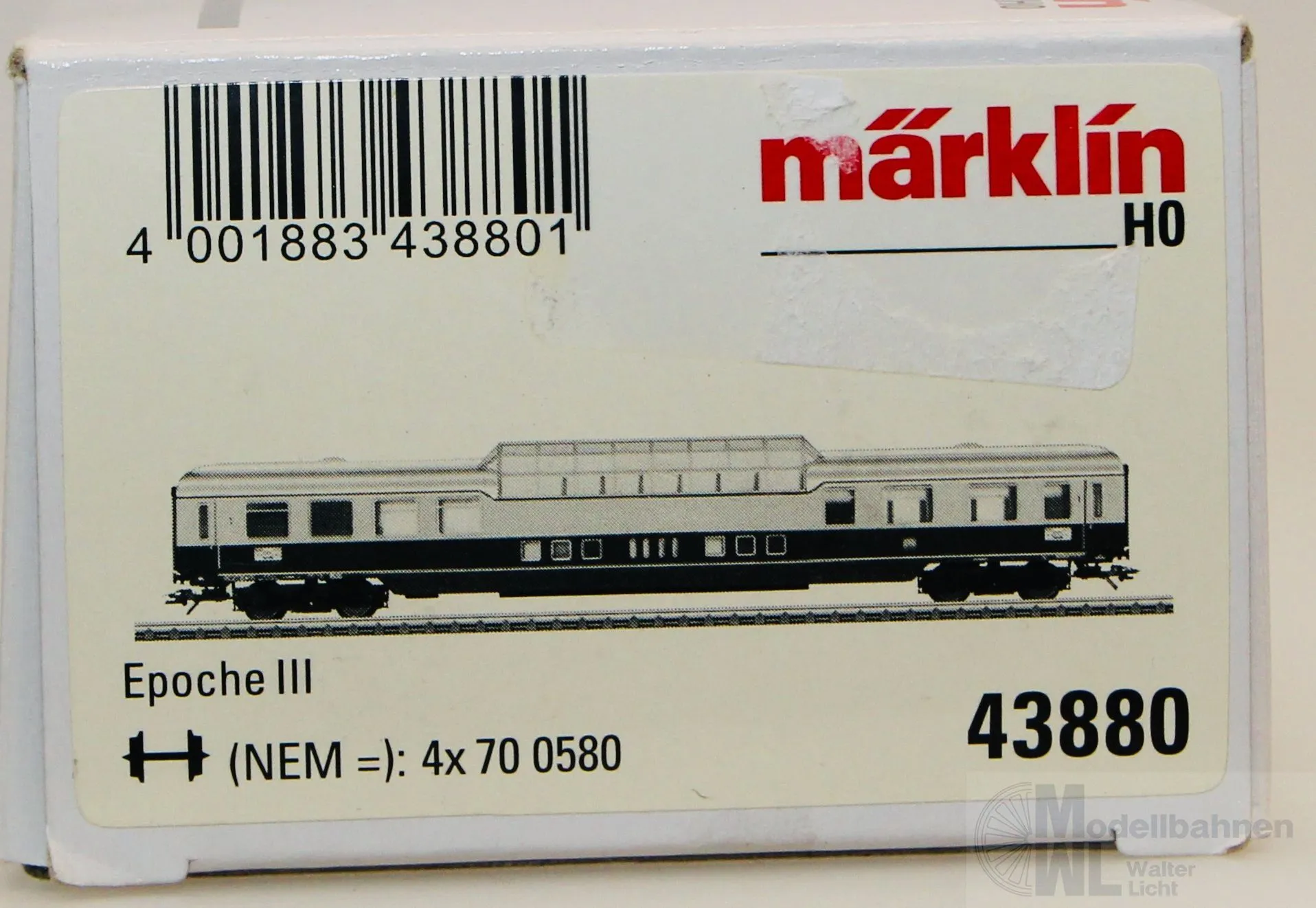 Märklin 43880 - MÄRKLIN - Aussichtswagen DB Ep.III Rheingold AD4um 1.Kl H0/WS