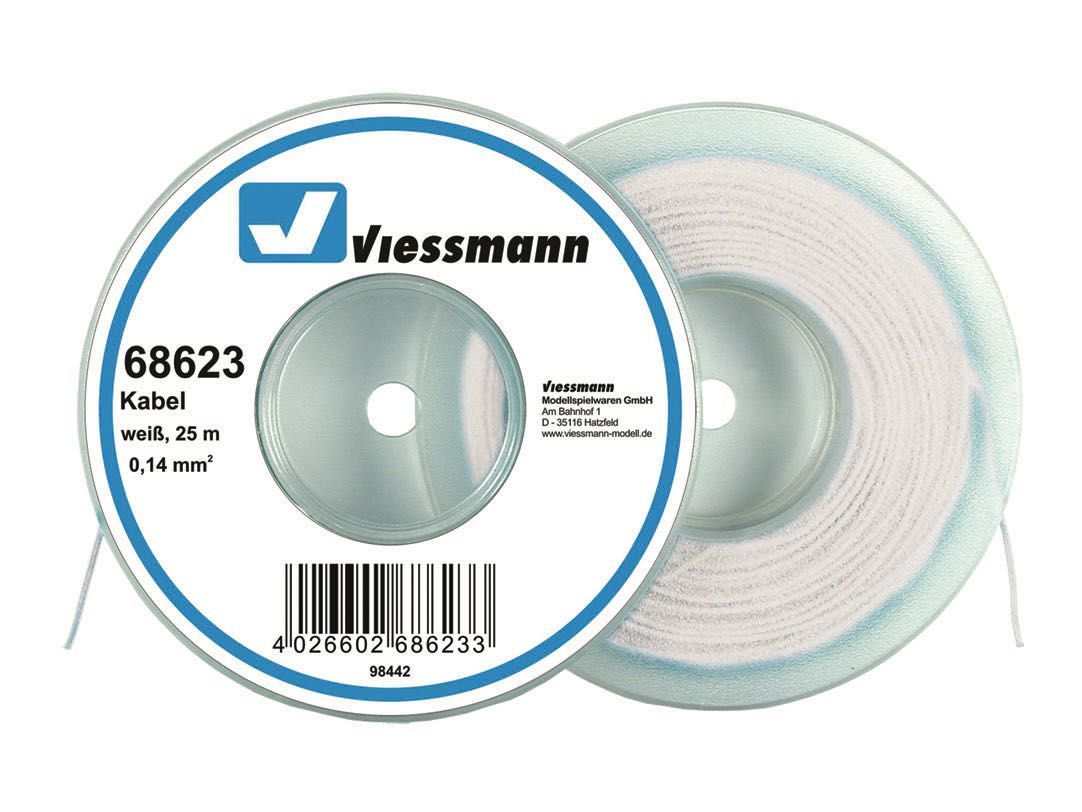 Viessmann 68623 - Kabel auf Abrollspule 0,14mm weiß 25 Meter