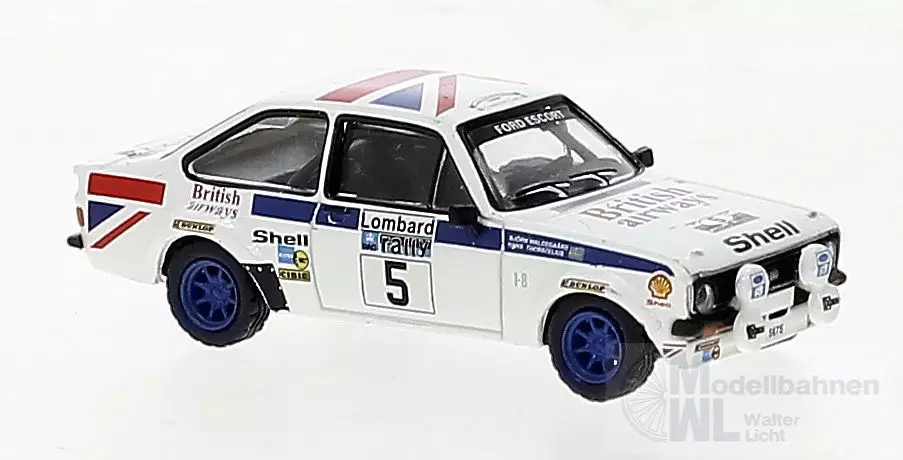 Brekina 19584 - Ford Escort RS1800 Br-Airways v. B.Waldegard, RAC 77, 1.Platz H0 1:87