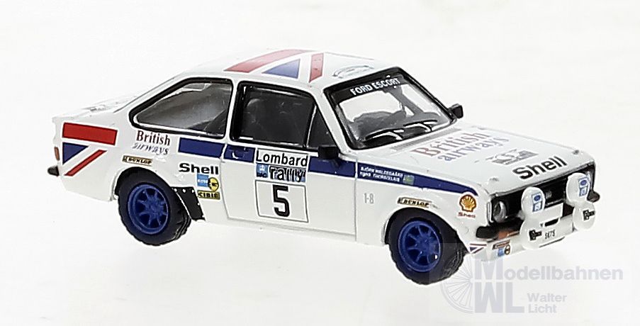 Brekina 19584 - Ford Escort RS1800 Br-Airways v. B.Waldegard, RAC 77, 1.Platz H0 1:87