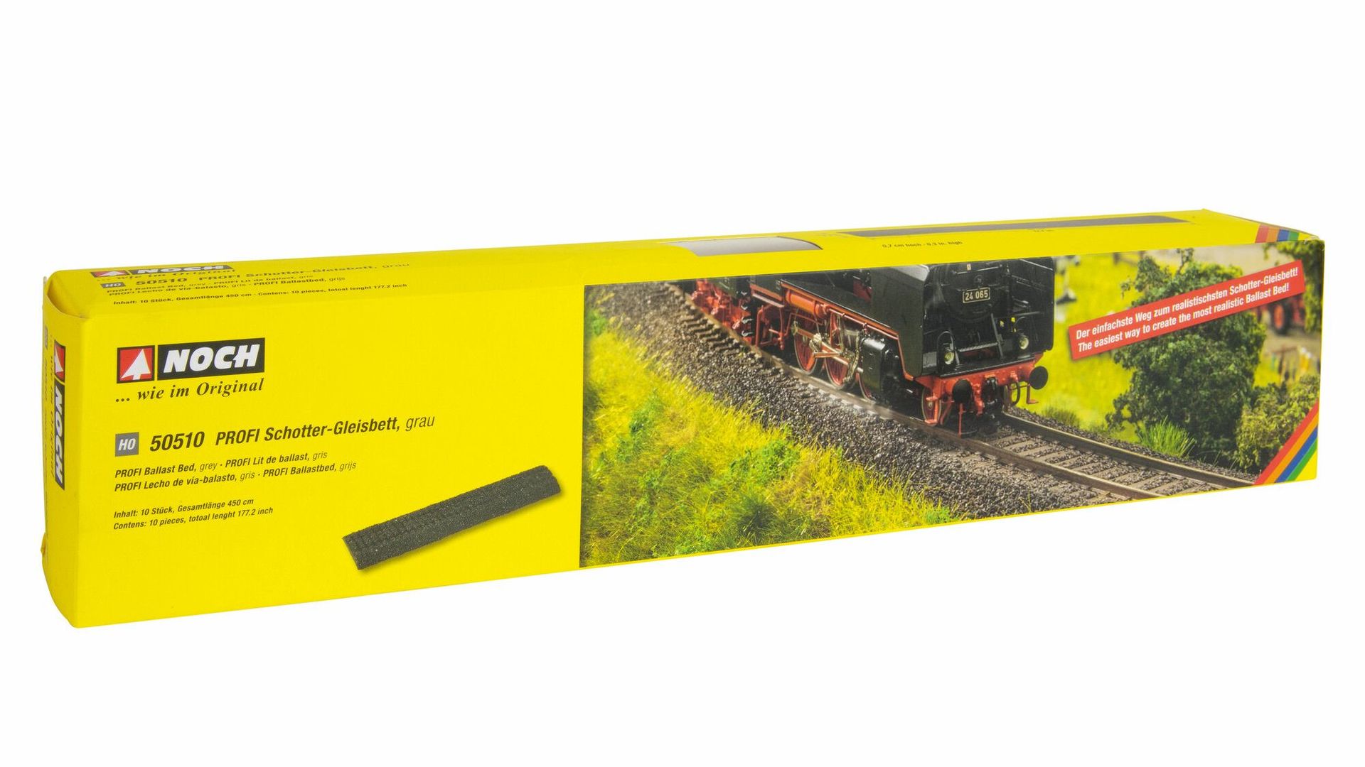Noch 50510 - PROFI Schotter-Gleisbett, grau Gesamtlänge 450 cm , 10 Stück, je 45 cm H0 1:87