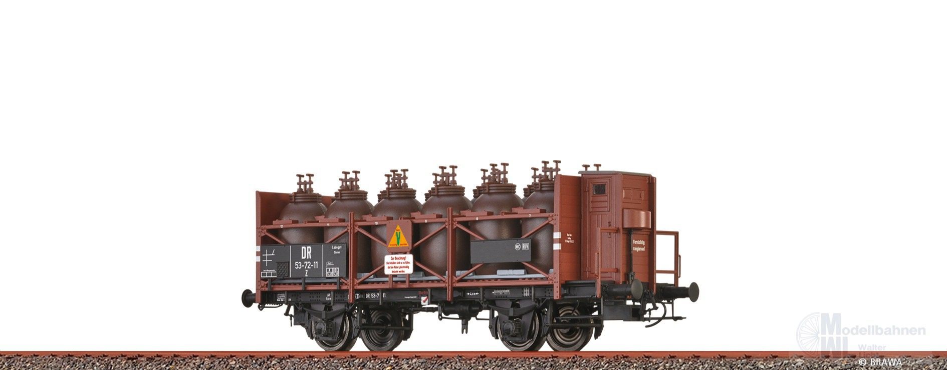 Brawa 49327 - Säuretopfwagen DR Ep.III Typ Z H0/GL Brawa 49327 - Säuretopfwagen DR Ep.III Typ Z H0/GL