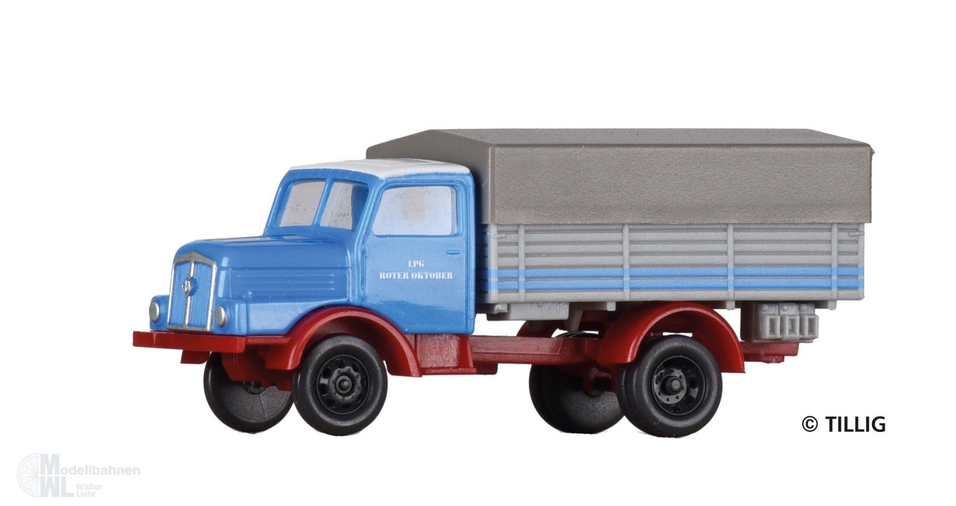 Tillig 19074 - LKW H3A Hochbordpritsche/Plane LPG Roter Oktober TT 1:120 Tillig 19074 - LKW H3A Hochbordpritsche/Plane LPG Roter Oktober TT 1:120