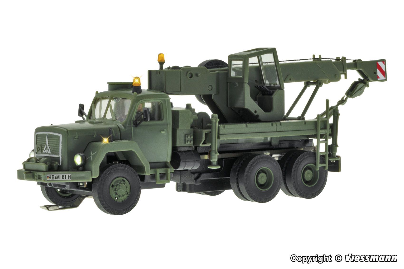 Viessmann 8061 - CarMotion MAGIRUS DEUTZ 3-achs Bergekran mit Rundumleuchte Militär H0 1:87