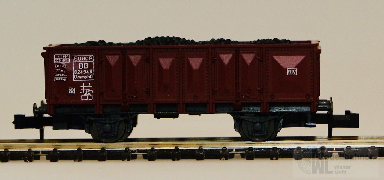Roco 02317A - ROCO - Güterwagen offen DB Omms mit Kohleladung N 1:160