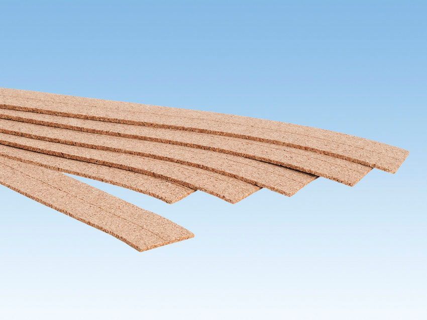 Noch 50490 - Kork-Gleisbettung, 2 mm hoch 6 Stück, je 2,8 x 50 cm (Länge 3 m) N 1:160