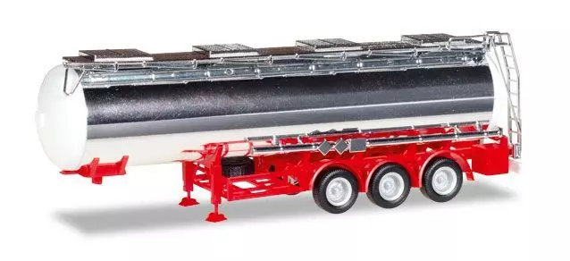 Herpa 076456-002 - Chemiechromtank Auflieger 3 achs rot 1:87