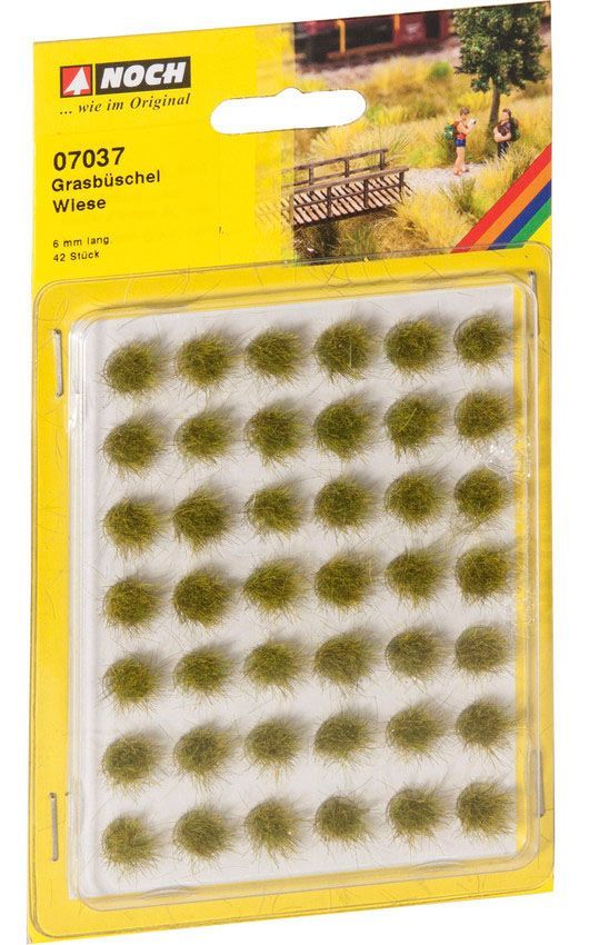 Noch 07037 - Grasbüschel Mini-Set Wiese 42 Stück, 6 mm G/1/0/H0/H0m/H0e/TT/N/Z