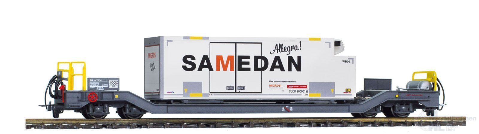 Bemo 2289114 - Containerwagen RhB Ep.VI Sbv 7727 Migros WB004 H0m