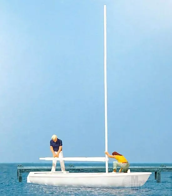 Preiser 10680 - Segler beim Abtakeln mit Segelboot H0 1:87