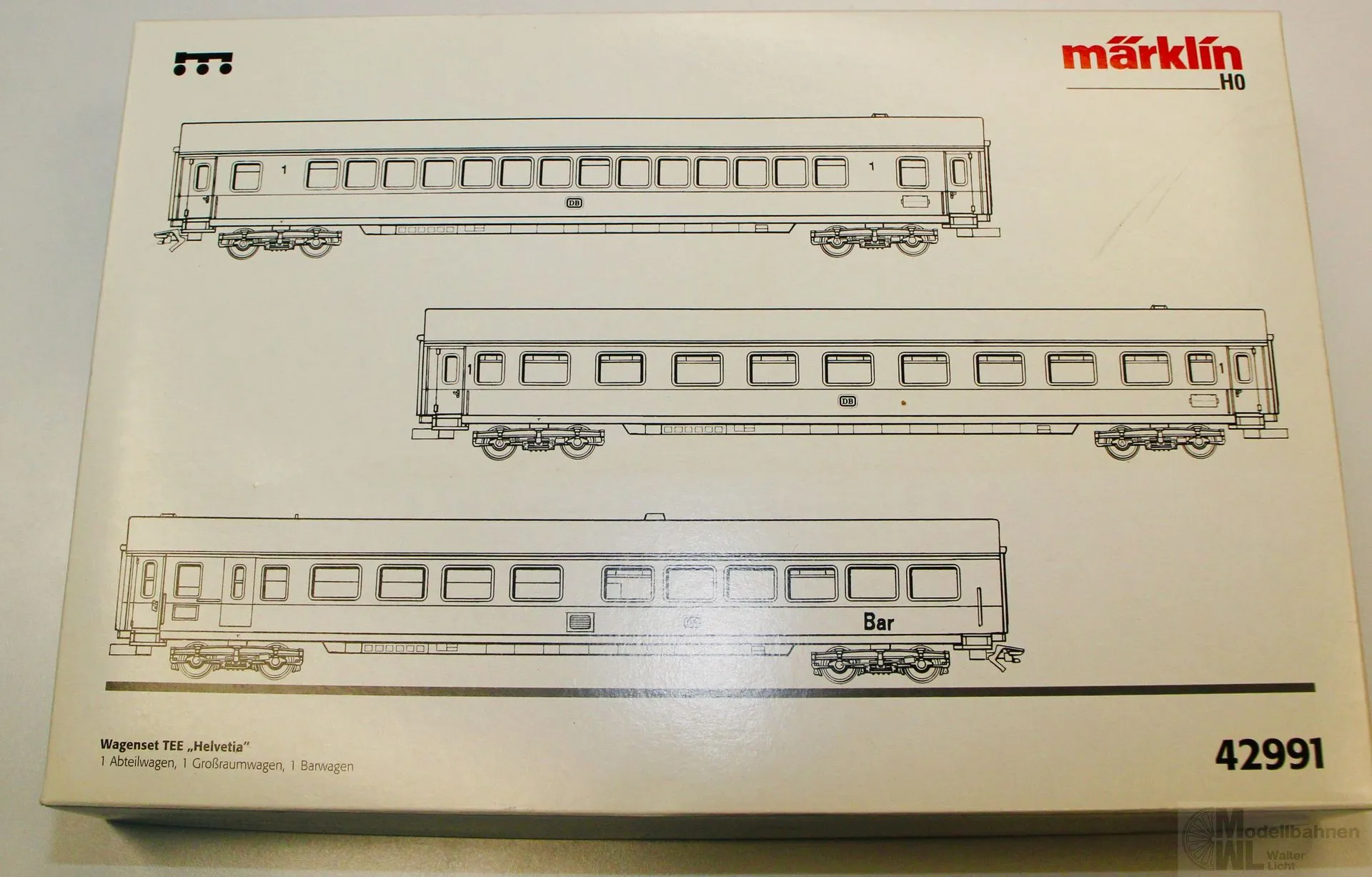 Märklin 42991 - MÄRKLIN - Wagen-Packung Rheingold TEE DB Ep.IV Helvetia 3tlg. H0/WS