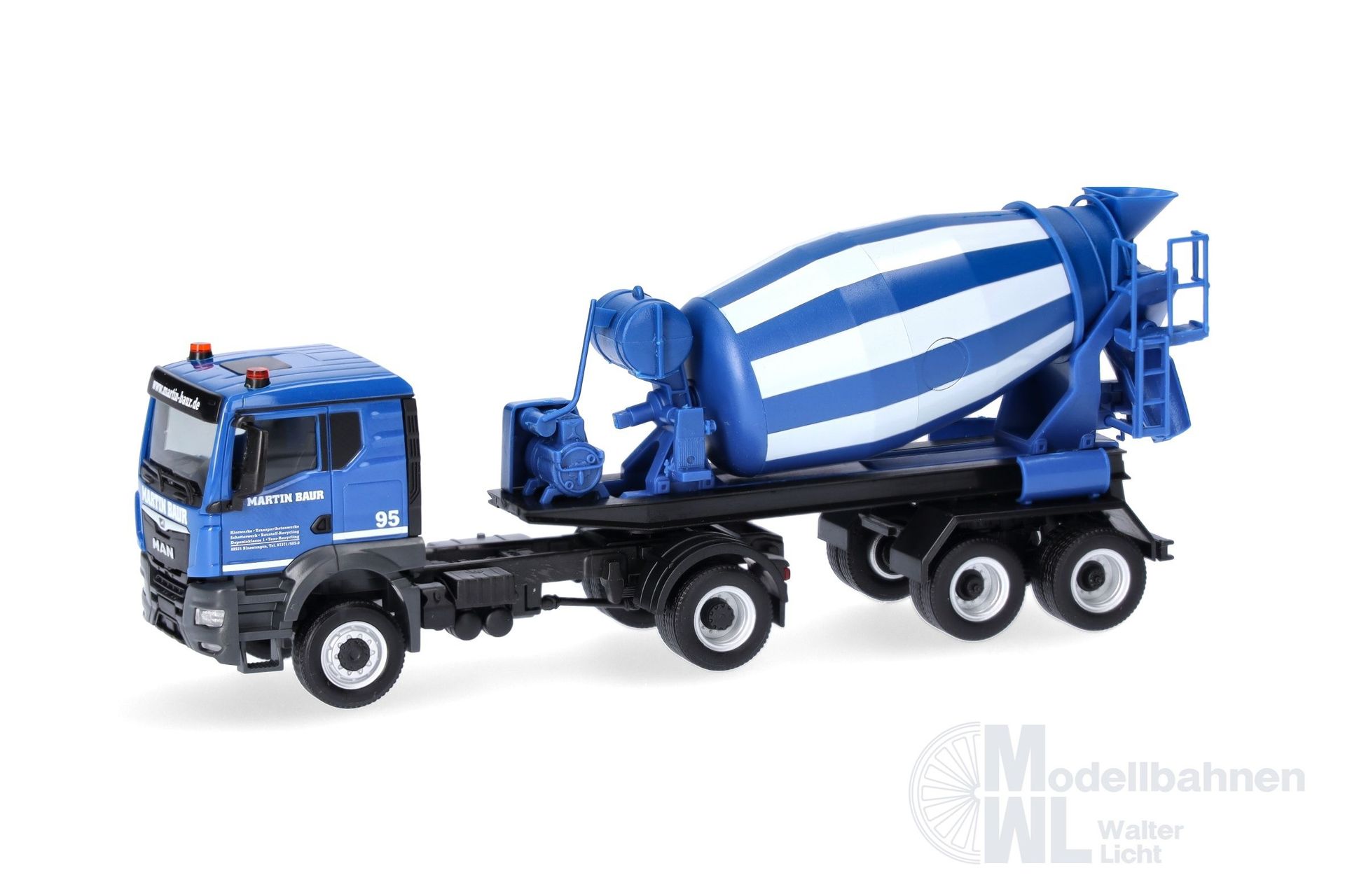 Herpa 320375 - MAN TGS TN Betonmischer-Sattelzug Baur Binzwangen H0 1:87