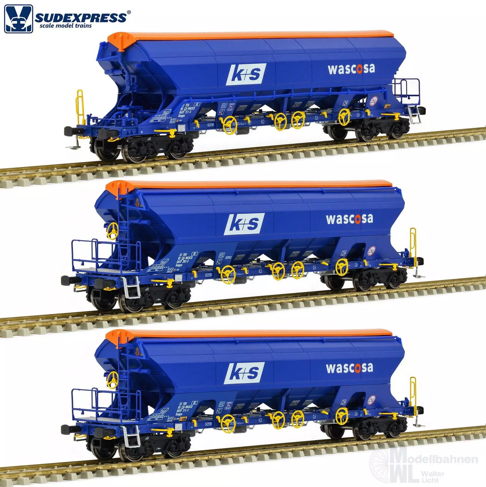 Sudexpress S659002 - 3er-Set Schüttgutwagen Tanpps Wascosa Ep.VI H0/GL