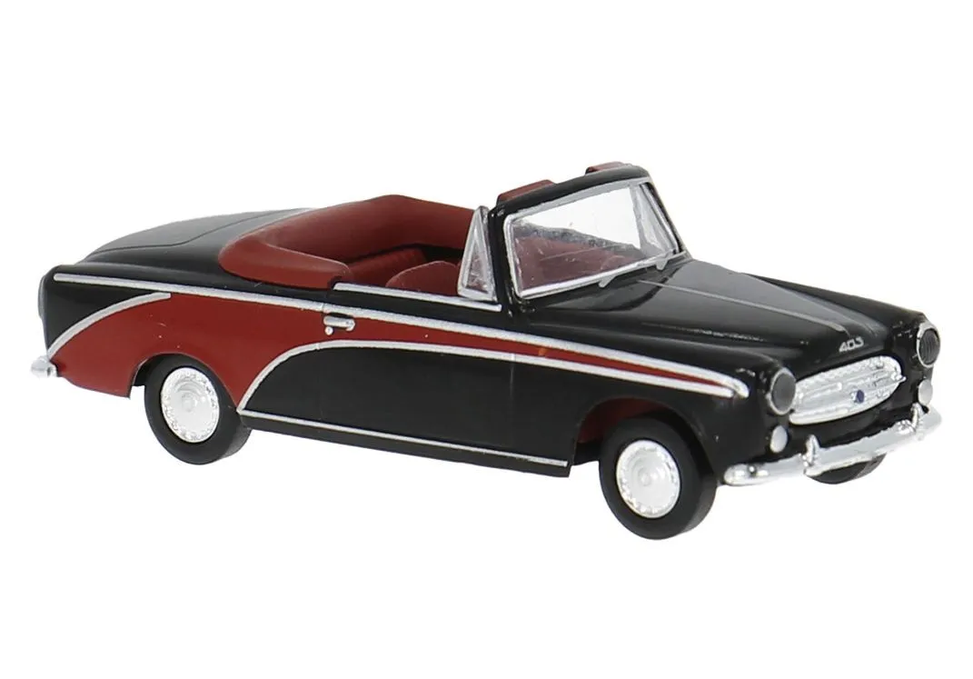 Brekina 29162 - Peugeot 403 Cabrio deluxe in schwarz/rot H0 1:87