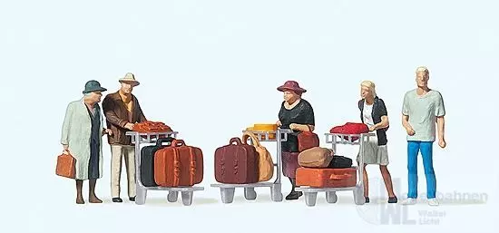 Preiser 10459 - Reisende mit Kofferkuli H0 1:87