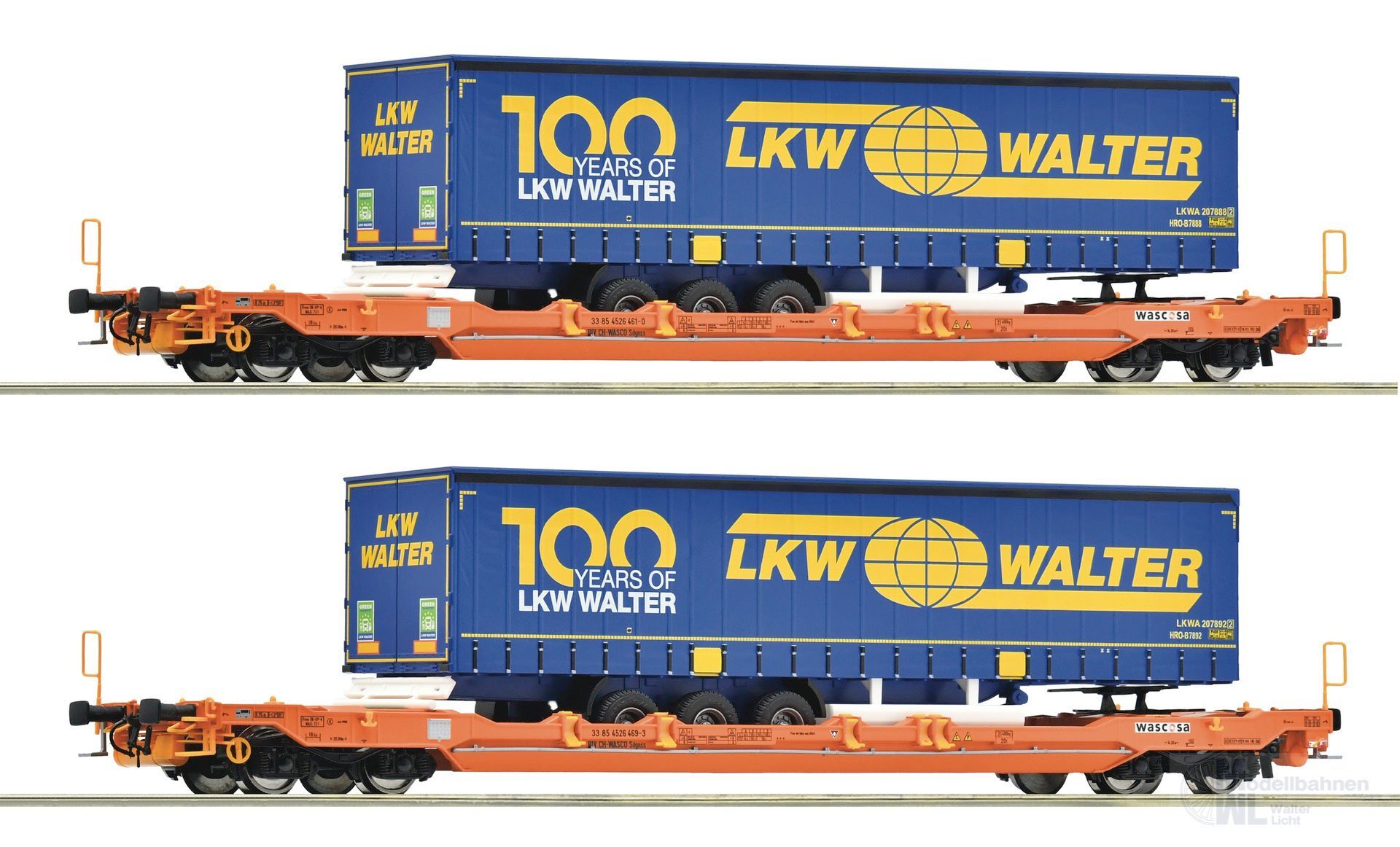 Roco 6600064 - Taschenwagen Set Wascosa Ep.VI 2.tlg. LKW Walter H0/GL