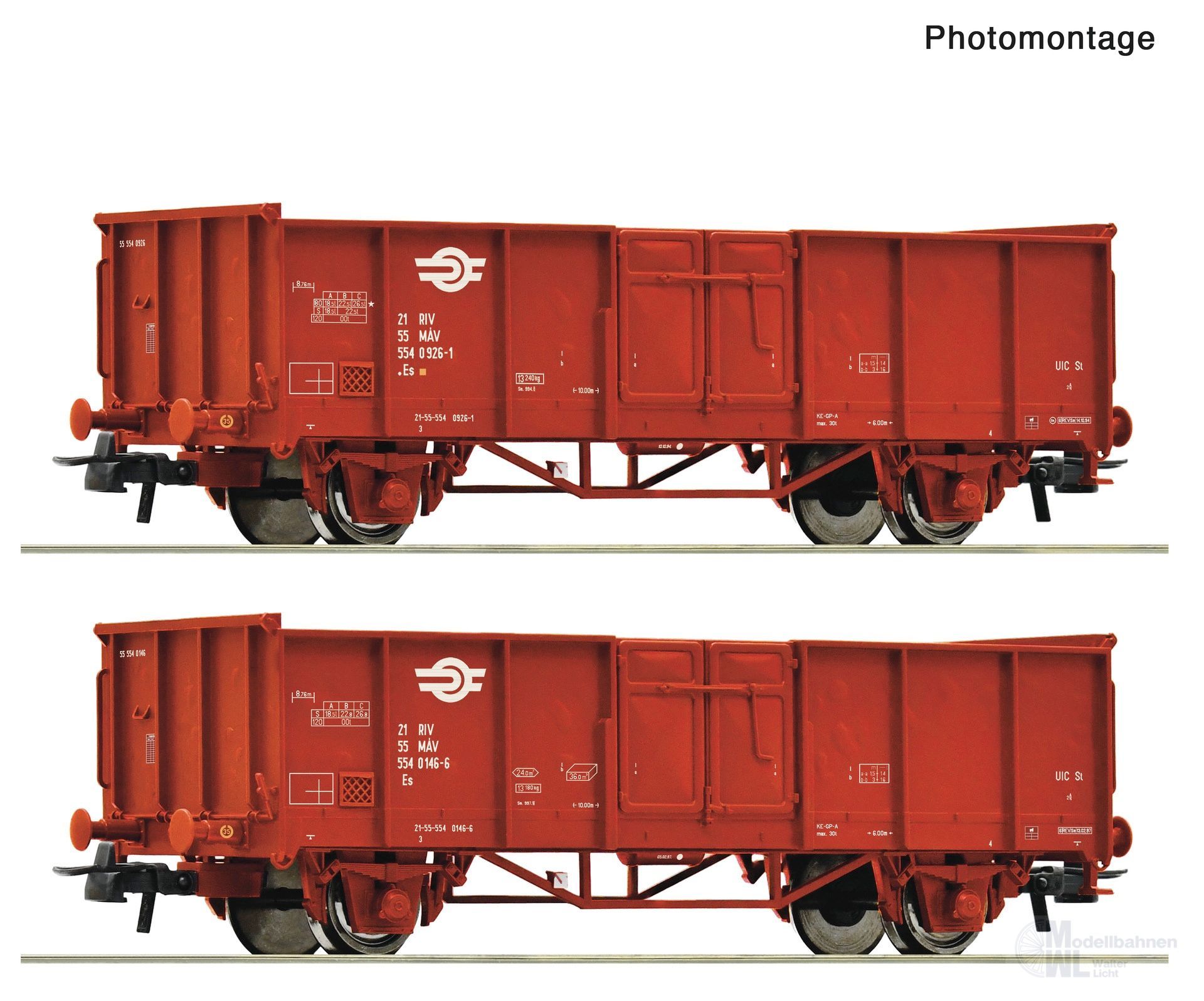 Roco 6600301 - Güterwagen Set offen MAV Ep.V 2.tlg. H0/GL