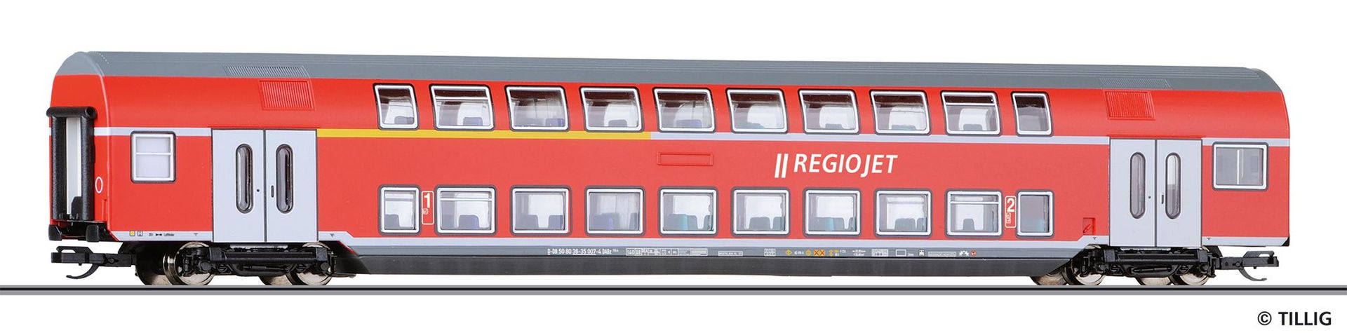 Tillig 16796 - Doppelstockwagen DB Ep.VI 1/2.Kl. DABz 755 Regiojet TT 1:120 Tillig 16796 - Doppelstockwagen DB Ep.VI 1/2.Kl. DABz 755 Regiojet TT 1:120