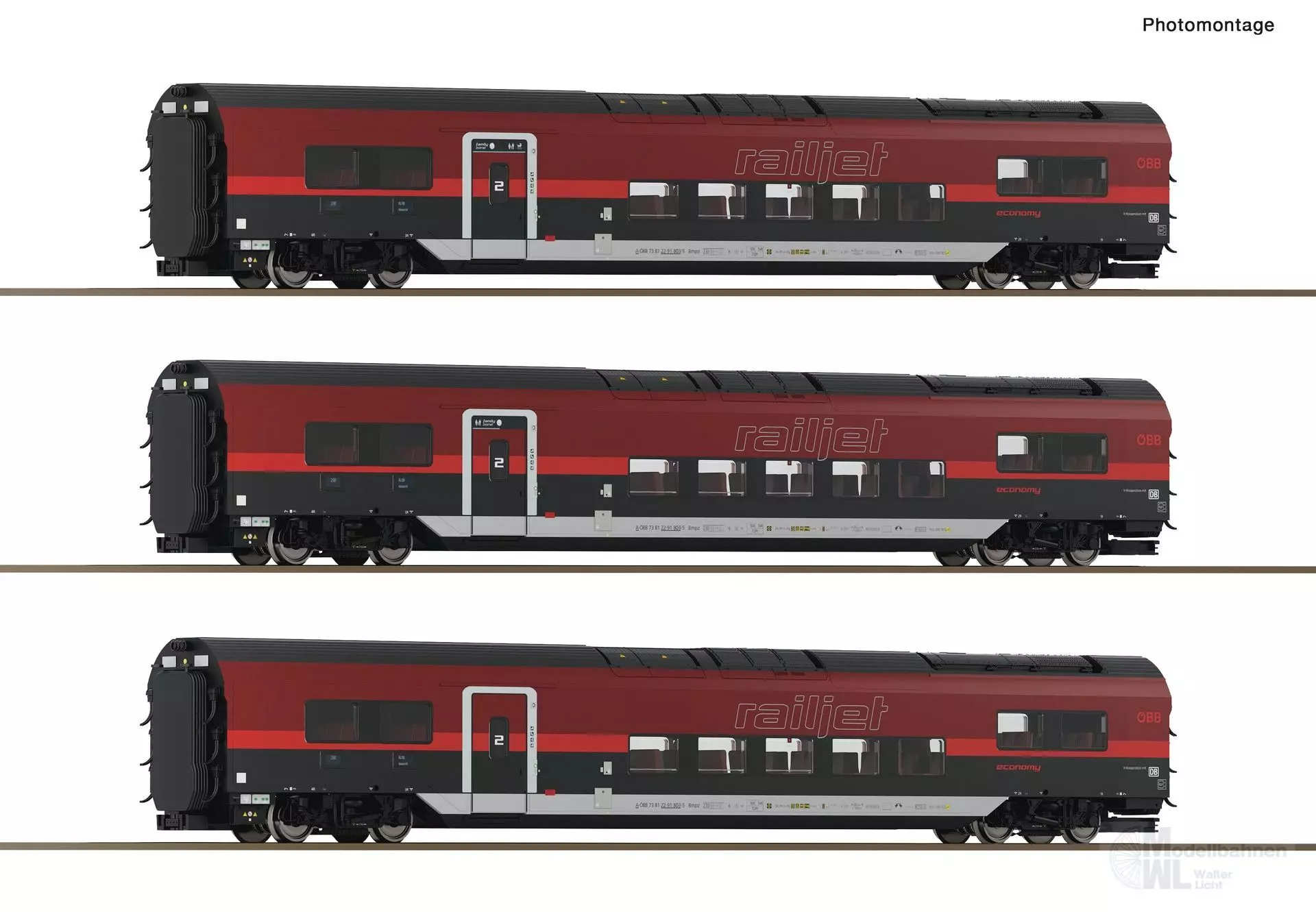 Roco 6220179 - Personenwagen Set Railjet ÖBB Ep.VI 3.tlg. H0/WS Digital