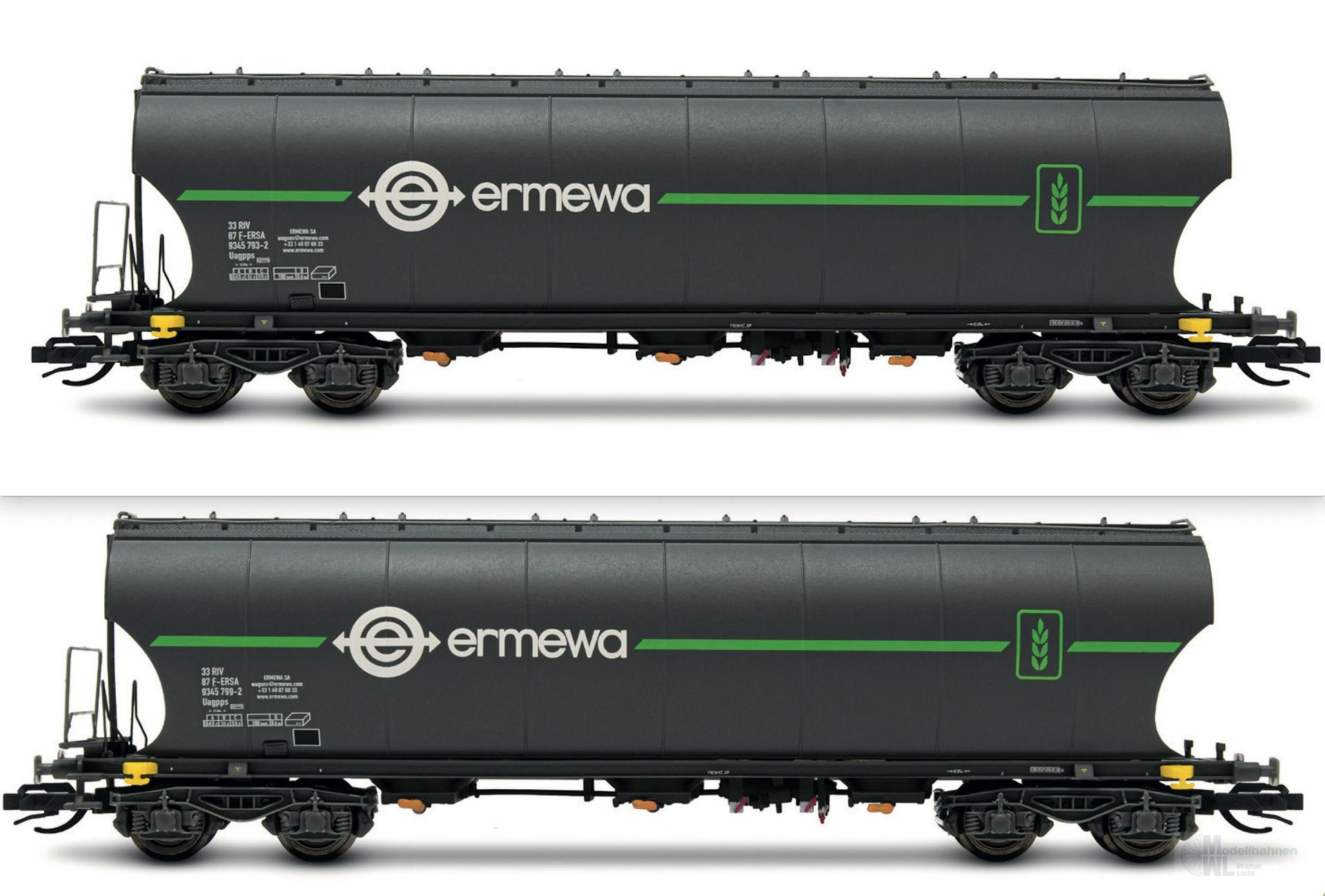 Arnold 9764 - Getreidesilowagen Set F-ERSA Ep.VI ermewa 2.tlg. TT 1:120