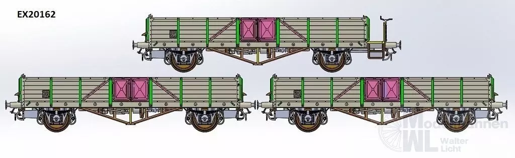 Exact Train 20162 - Güterwagen Set offen DB Ep.III Linz 3.tlg.H0/GL